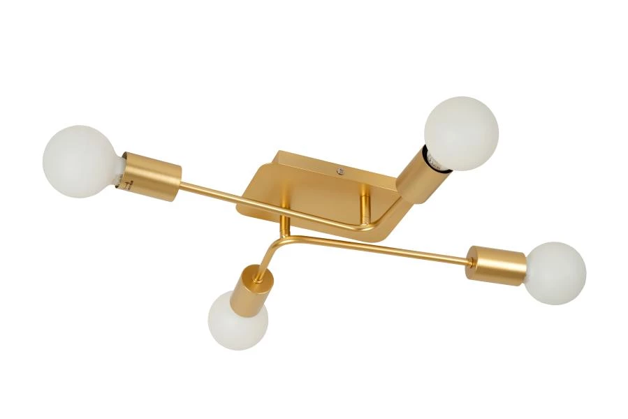 Lucide LESTER - Flush ceiling light - 4xE27 - Matt Gold / Brass - turned off